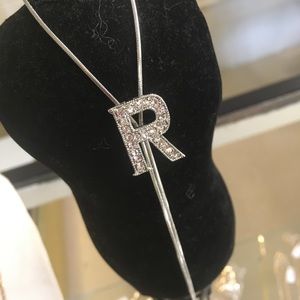 Silver initial slider necklace